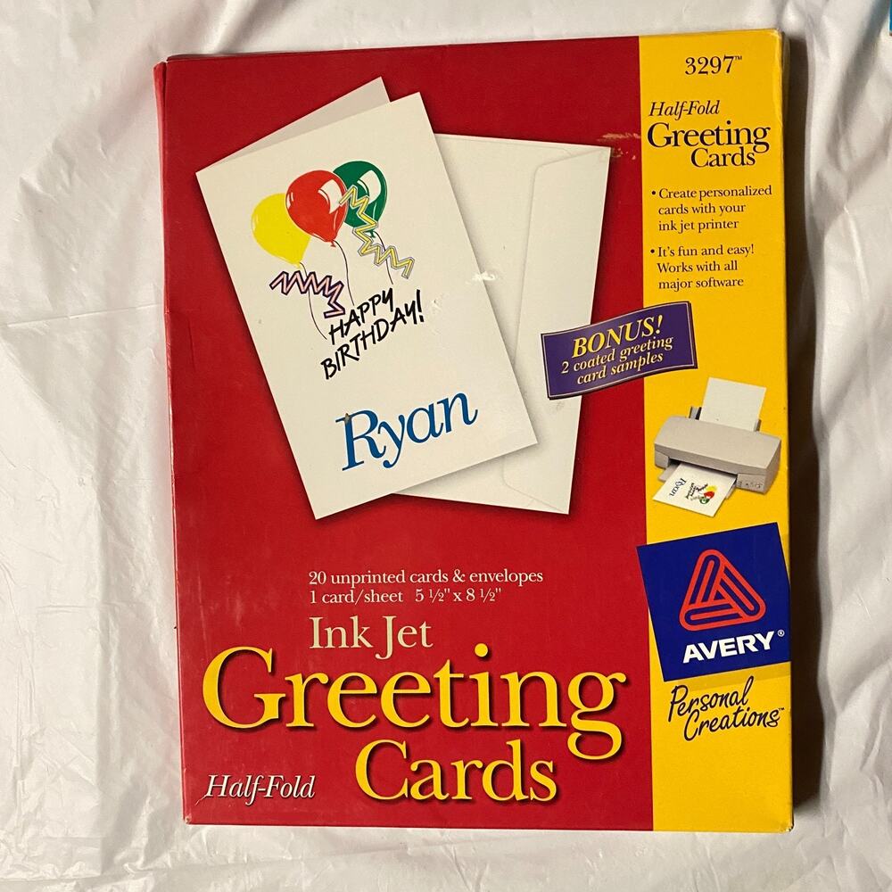 Avery 3297 Half-Fold Greeting Cards Ink Jet 5 1/2" x 8 1/2" New